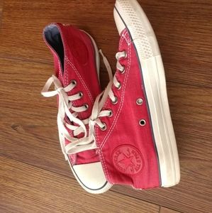 Red mid-rise Converse All Star lace up shoes